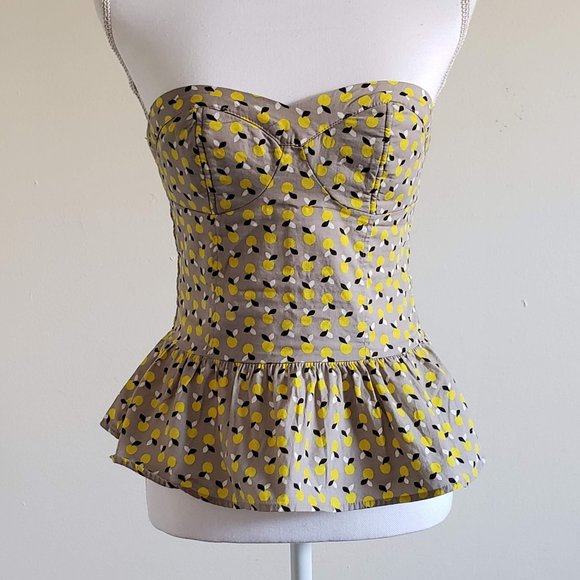 Xhilaration Tops - Xhilaration Strapless Lemons Print Peplum Tube Top Size Small